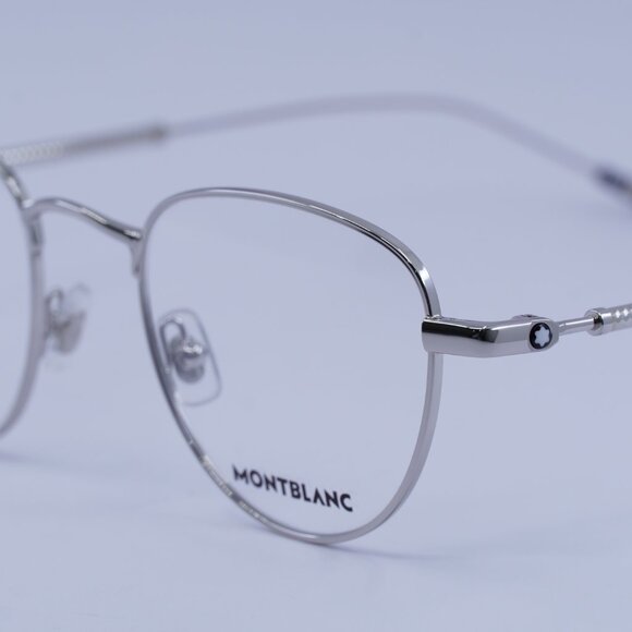 Montblanc MB0111O 001 Eyeglasses Silver 49mm Geometric Frame - Picture 4 of 11